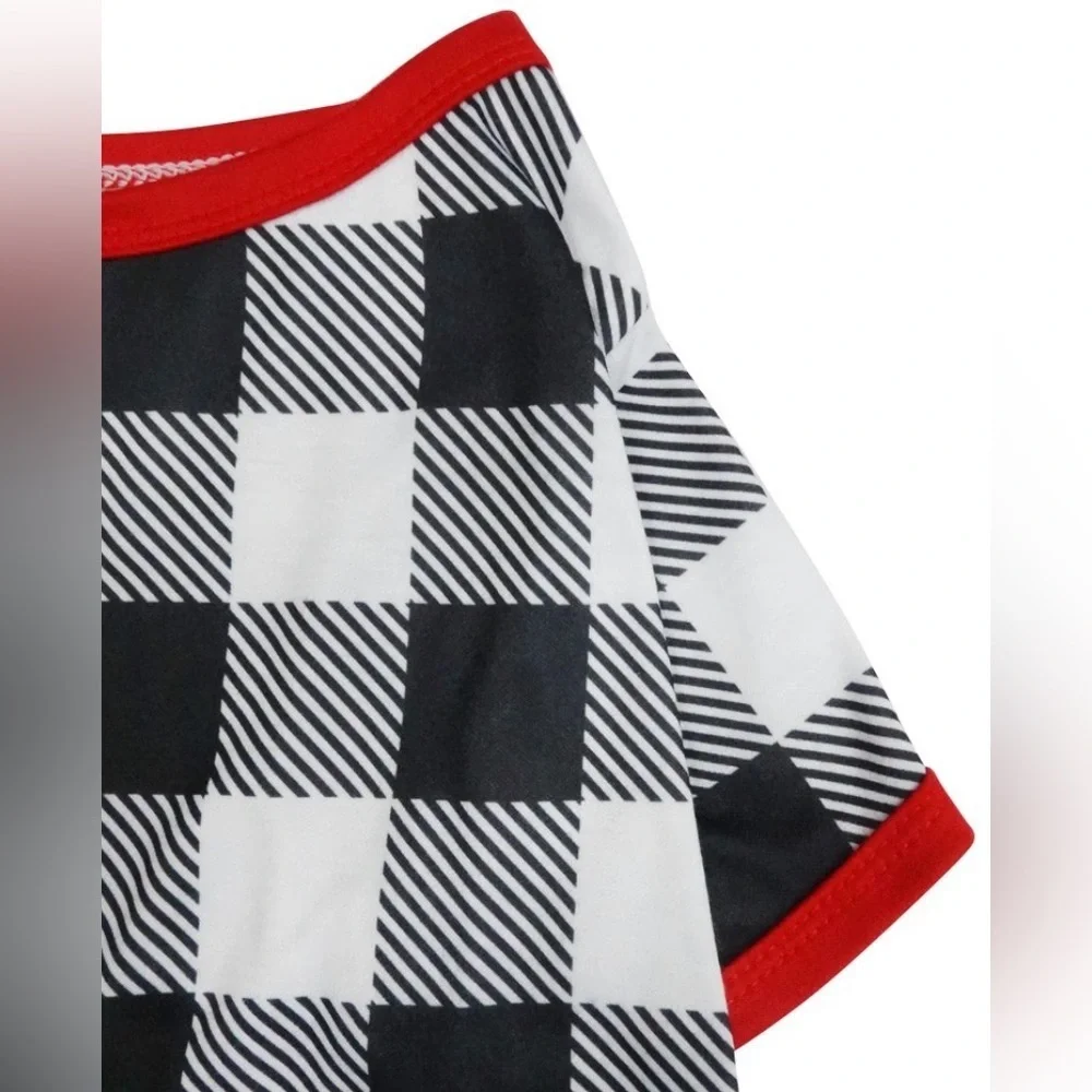 NWT vibrant dog life black and white plaid jersey pajamas Sz small Christmas
